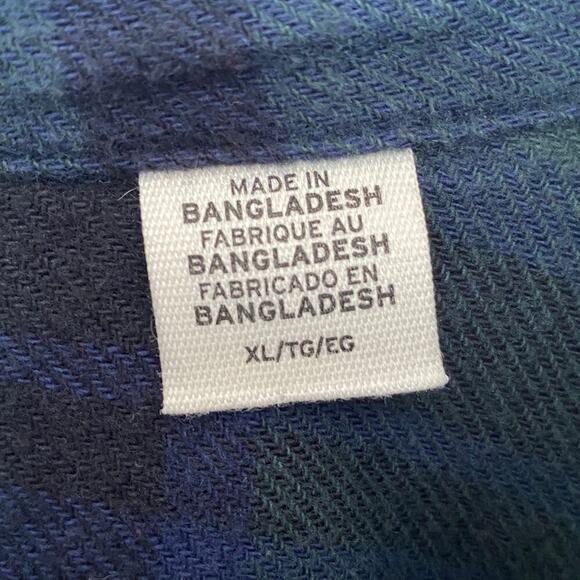 LEVI'S Men's Cotton Plaid Mid-weight Flannel Shirt in Navy/Green, Size X-Large - Picture 4 of 12